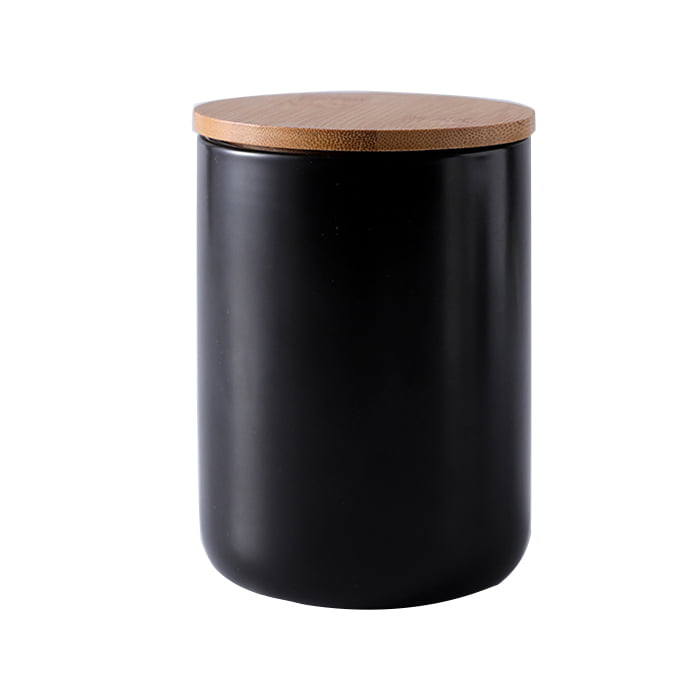 Ceramic matte black candle jars with lid - photo 1