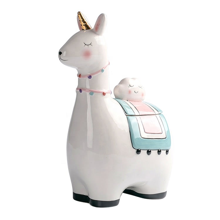 Alpaca 3d painted ceramic storage cookie jar - photo 1