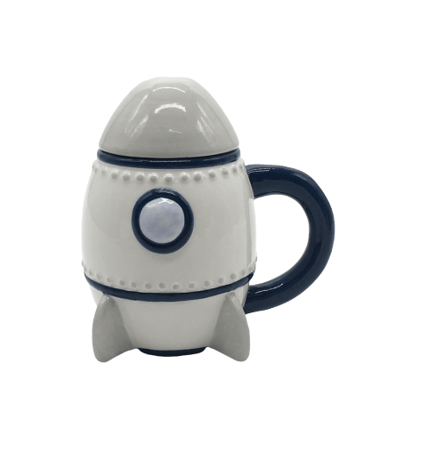 Rocket shape 3d ceramic mug with lid