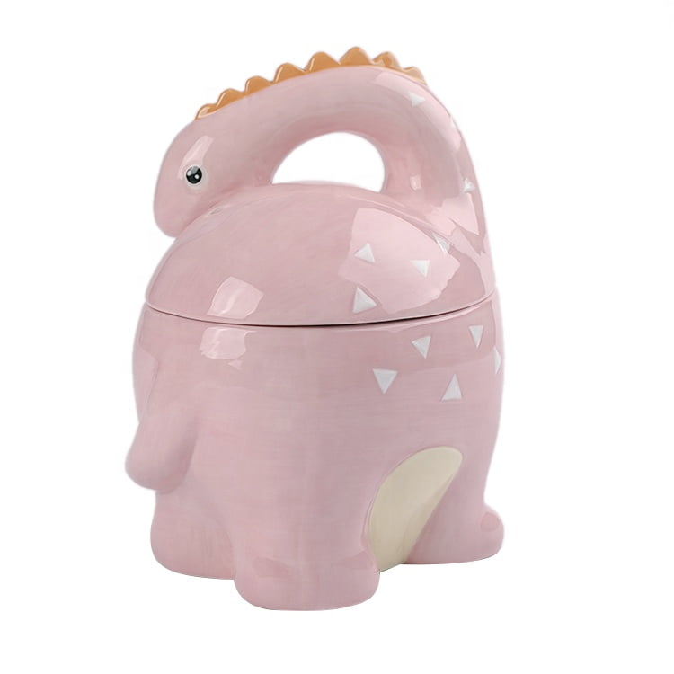 Pink dinosaur ceramic cookie jar - photo 1