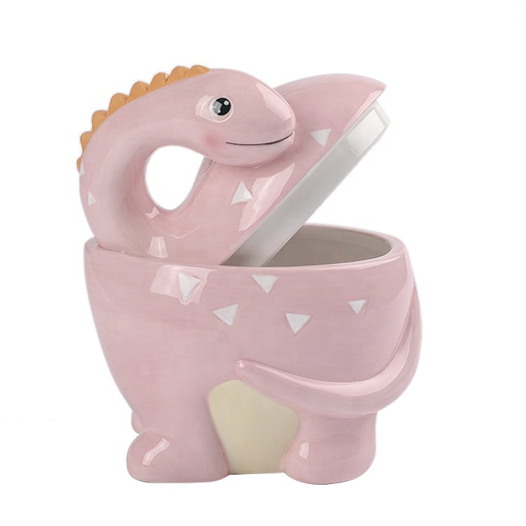 Pink dinosaur ceramic cookie jar - photo 2