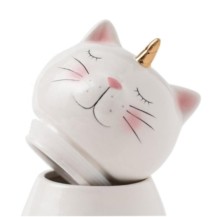 Cartoon cat ceramic cookie jar with lid - photo 2