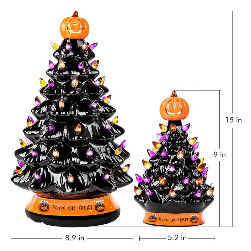Black halloween ceramic tree with led lights - photo 2