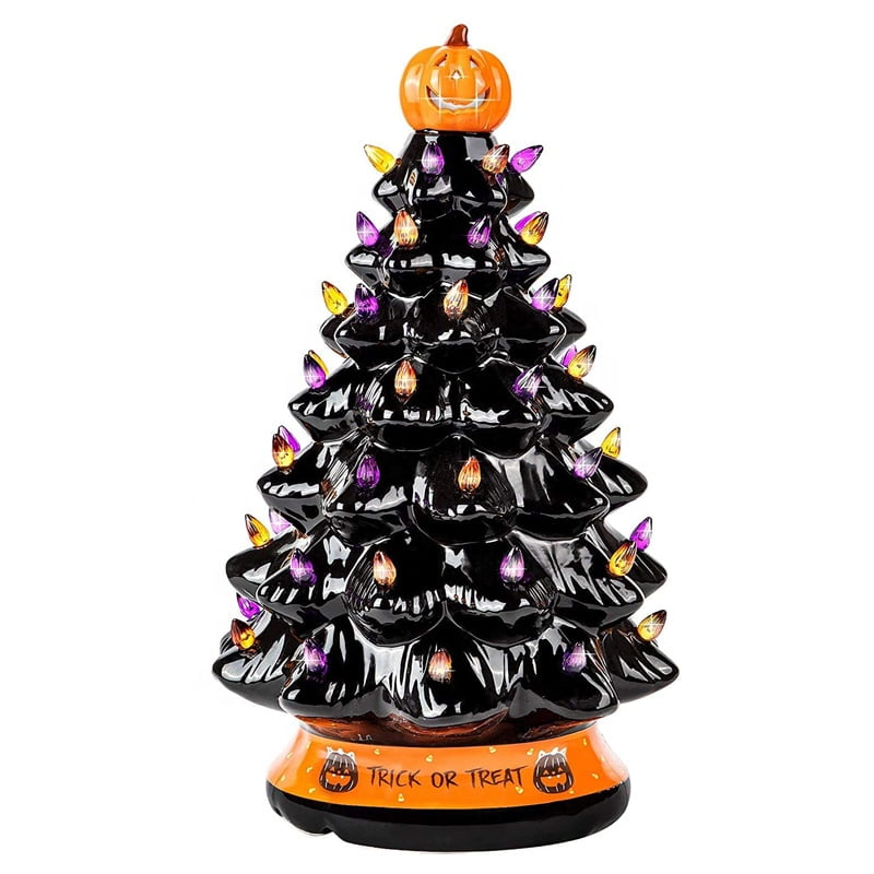 Black halloween ceramic tree with led lights - photo 1