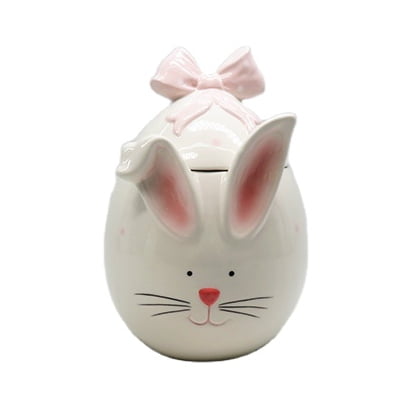 Ceramic easter bunny egg shape cookie jar