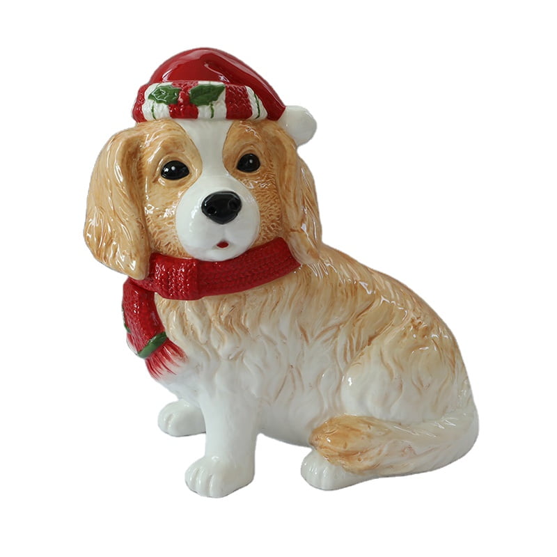 Dog dolomite hand painted cookie jar