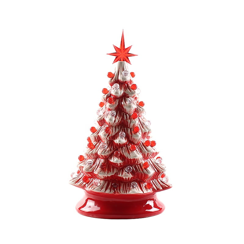 Ceramic pink christmas tree with led lights - photo 1