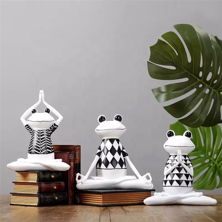 Ceramic yoga frog figures