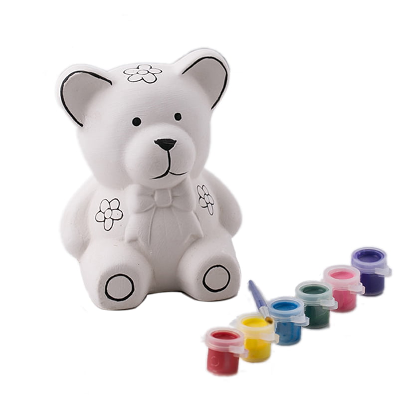 Unpainted ceramic bisque bear piggy bank