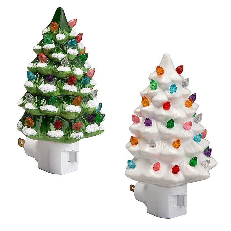 Ceramic christmas tree with plug lights