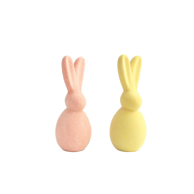 Ceramic flocking rabbit figurine