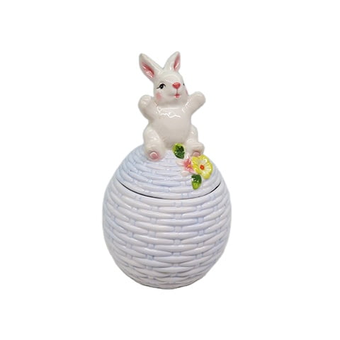 Hand painted ceramic easter cookie candy jar