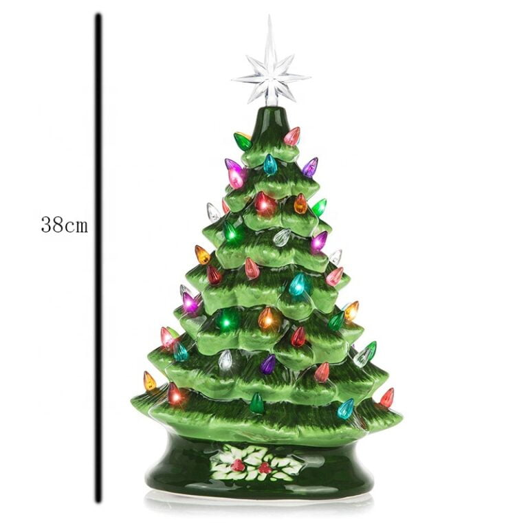 15 inch ceramic christmas tree with led lights - photo 2
