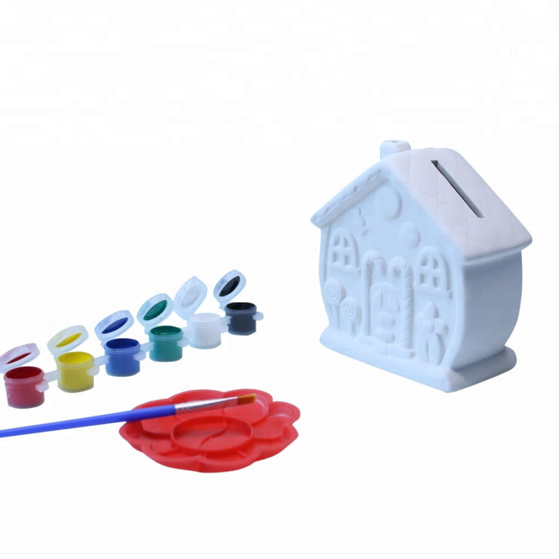 Diy ceramic bisque house coin bank