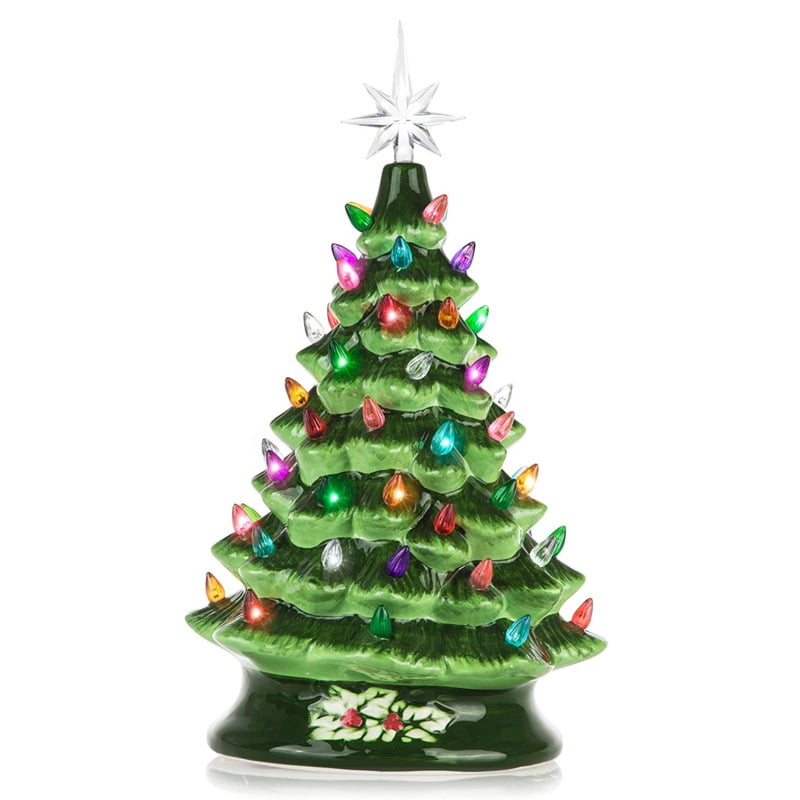 15 inch ceramic christmas tree with led lights - photo 1